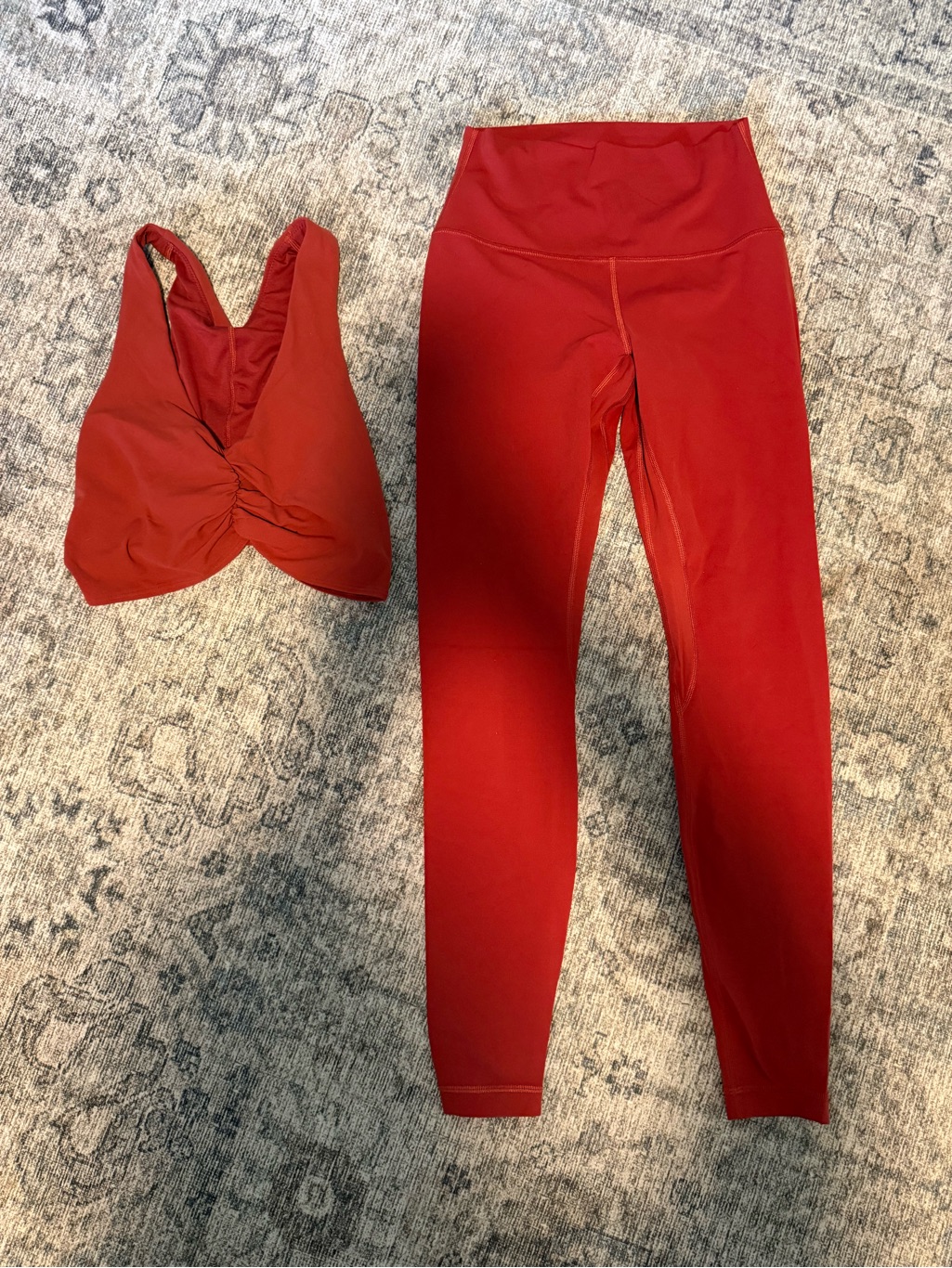 Lululemon Athletica Red High-Waist Leggings With Scrunch Sports Bra